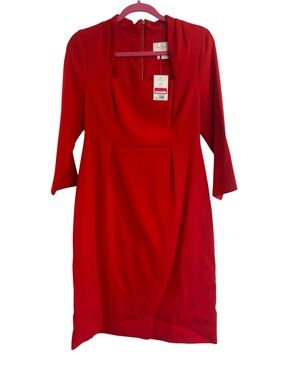 kate spade Red Square-Neck Sheath Dress with Three-Quarter Sleeves
